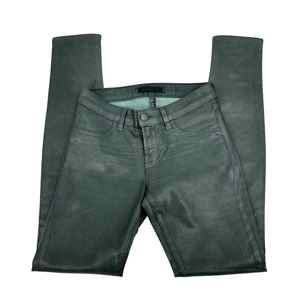 J BRAND Green Coated Super Skinny Jeans Tex C Conf Size 26